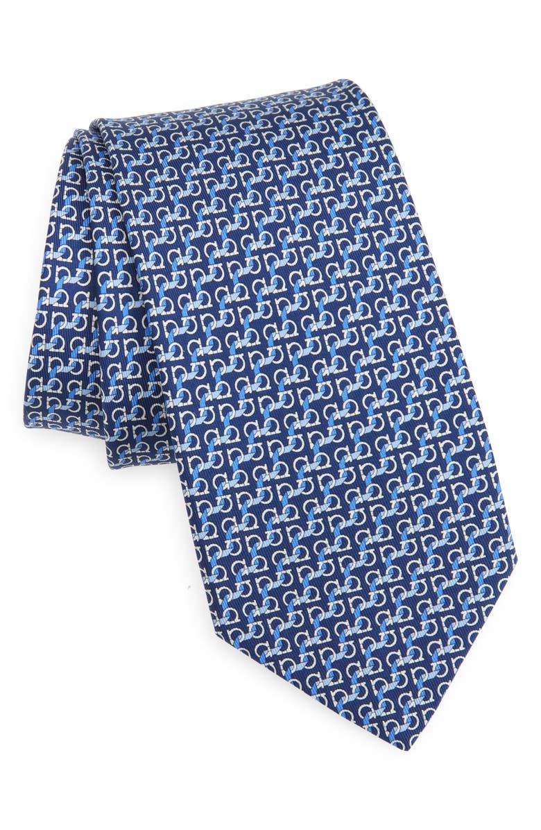 FERRAGAMO Zar Gancini Print Silk Tie, Main, color, 