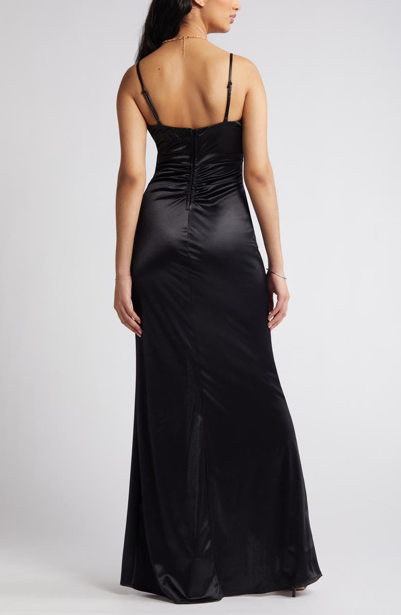 Emerald Sundae Ruched Satin Gown, Alternate, color, 