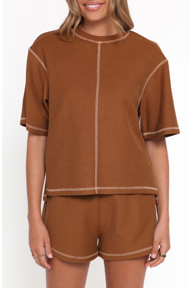 Melody Knit T-Shirt & Shorts Set, Alternate, color, CHOCOLATE