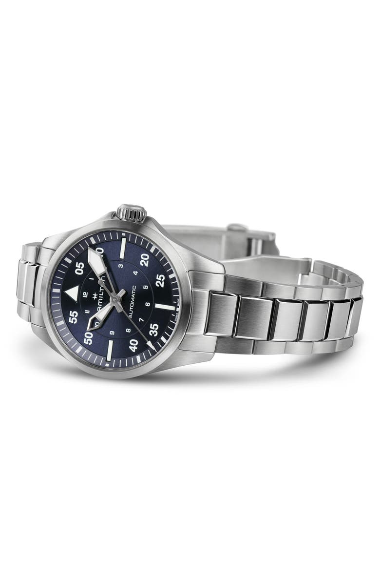 Hamilton Khaki Aviation Pilot Automatic Bracelet Watch, 36mm, Alternate, color, Blue