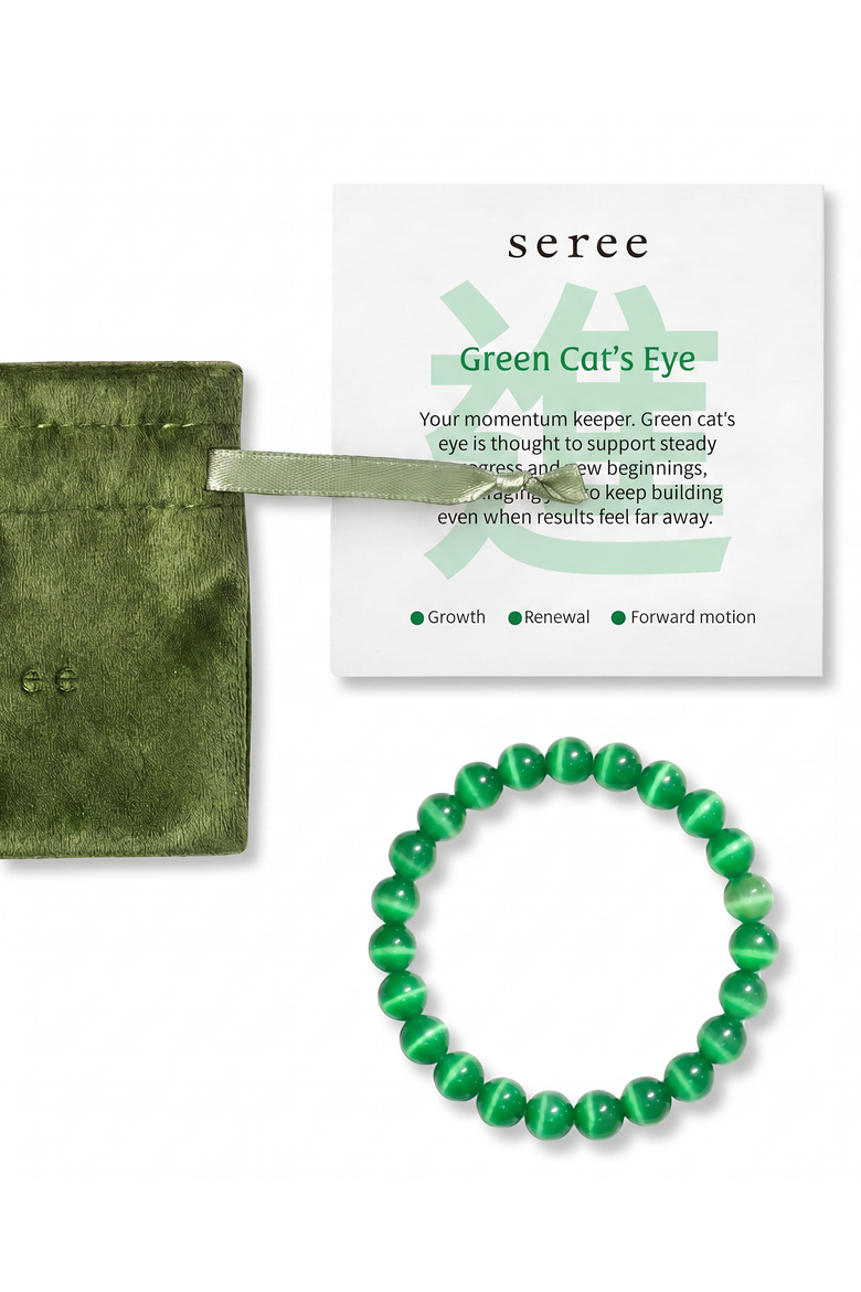 Manifest Clarity Blue Cat's Eye Beaded Bracelet, Main, color, Green