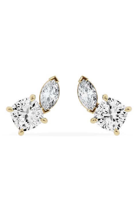 18K Gold Mixed Lab Created Diamond Fashion Stud Earrings - 2.62 ctw (Nordstrom Exclusive)