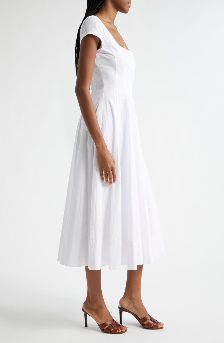STAUD Wells Stretch Cotton Midi Dress, Alternate, color,