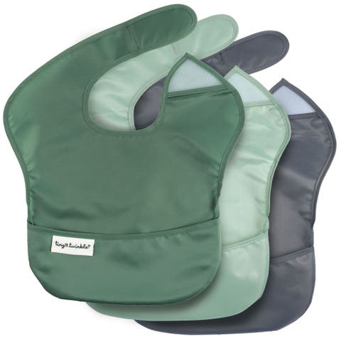 Mess-Proof and Waterproof Baby Food  BPA-Free Bib w/Adjustable Closure 3pc - Solids