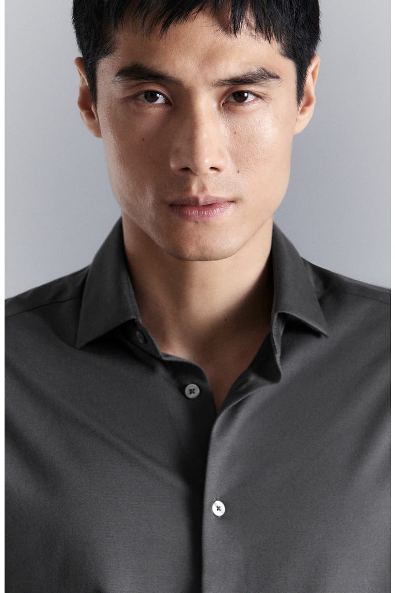 Slim Fit Cotton Blend Button-Up Shirt, Alternate, color, CHARCOAL