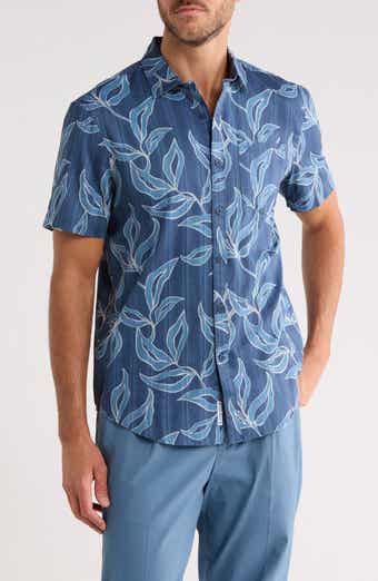 Leaves Print Cotton Button-Up Shirt