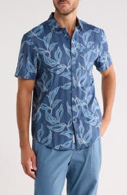 Original Penguin Leaves Print Cotton Button-Up Shirt