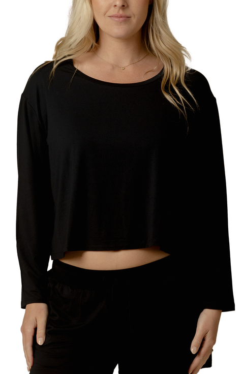 Aria Casual Long Sleeve Cropped Top