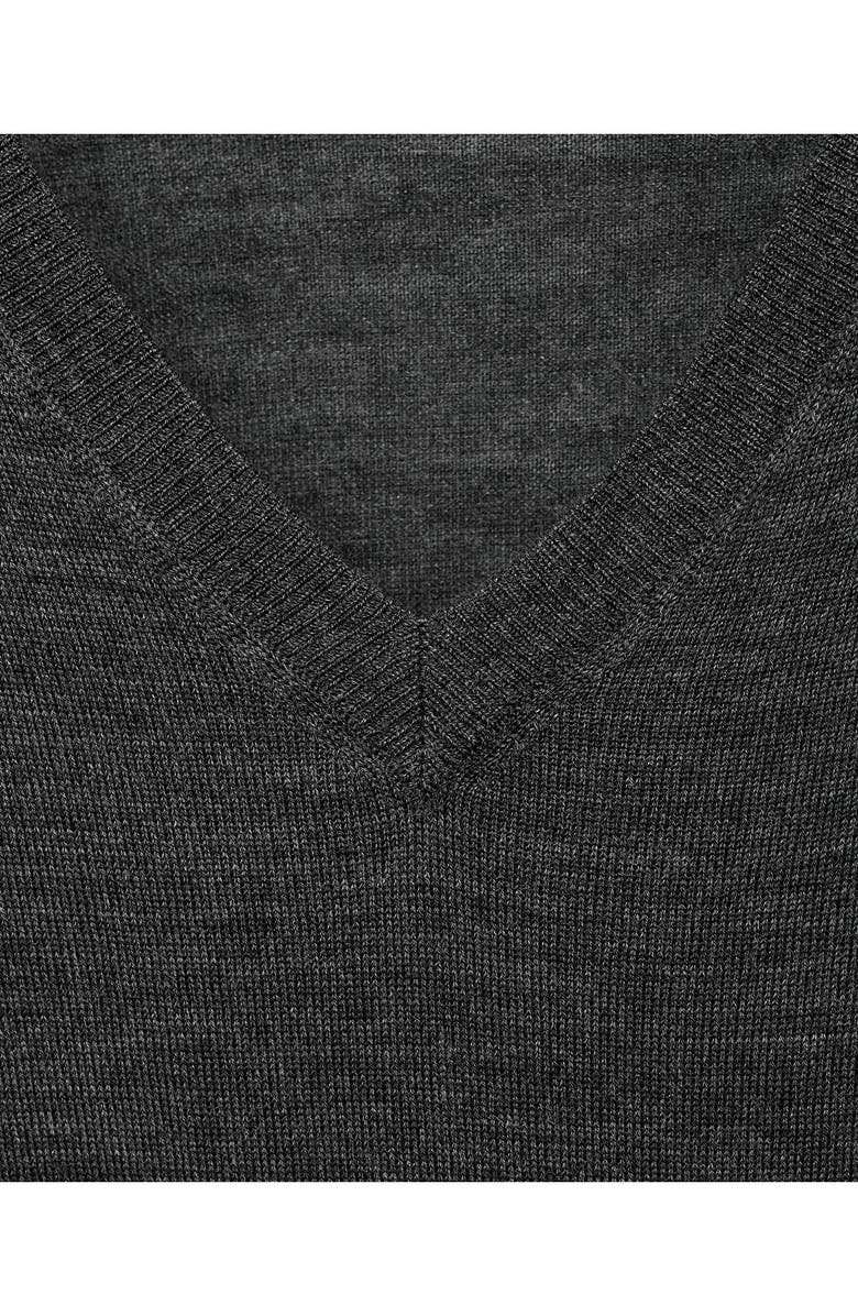 MANGO V-Neck Wool Pajama Sweater, Alternate, color, Charcoal
