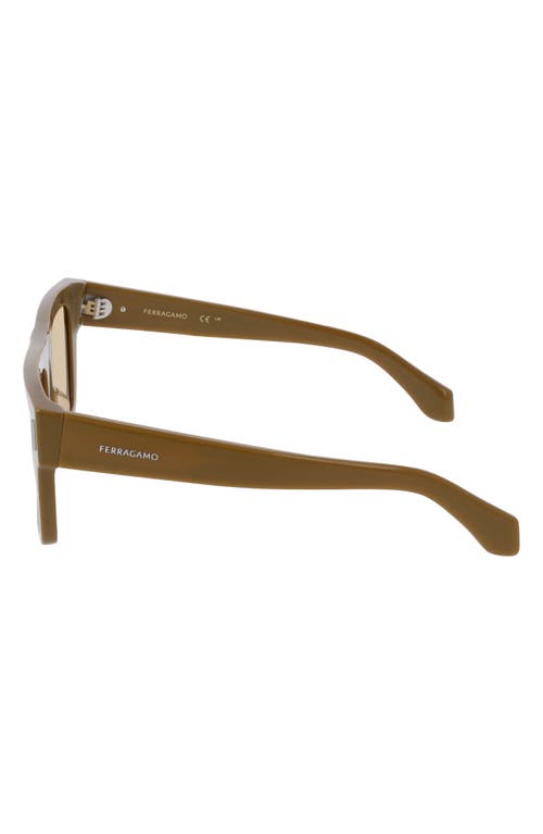 Ferragamo 53mm Square Sunglasses In Khaki