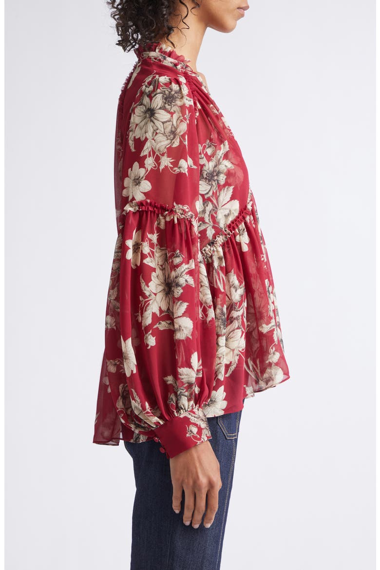 Edeline Handsketched Floral Top, Alternate, color, BERRYWINE/ GARDENIA