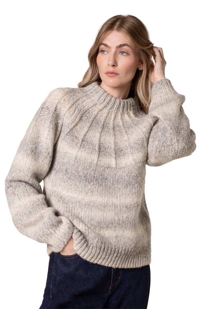 Sunbeam Stitch Yoke Sweater, Alternate, color, Light Grey