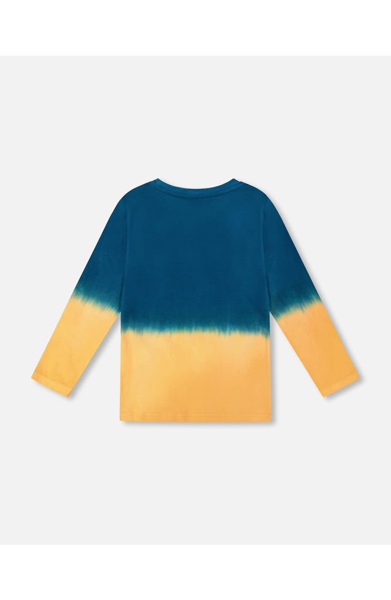 Deux par Deux Long Sleeve Organic Cotton Gradient Jersey Tee, Alternate, color, Dark Teal