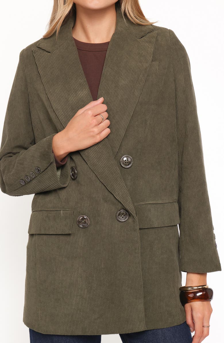 Petal & Pup Madi Double Breasted Corduroy Blazer, Alternate, color, Olive