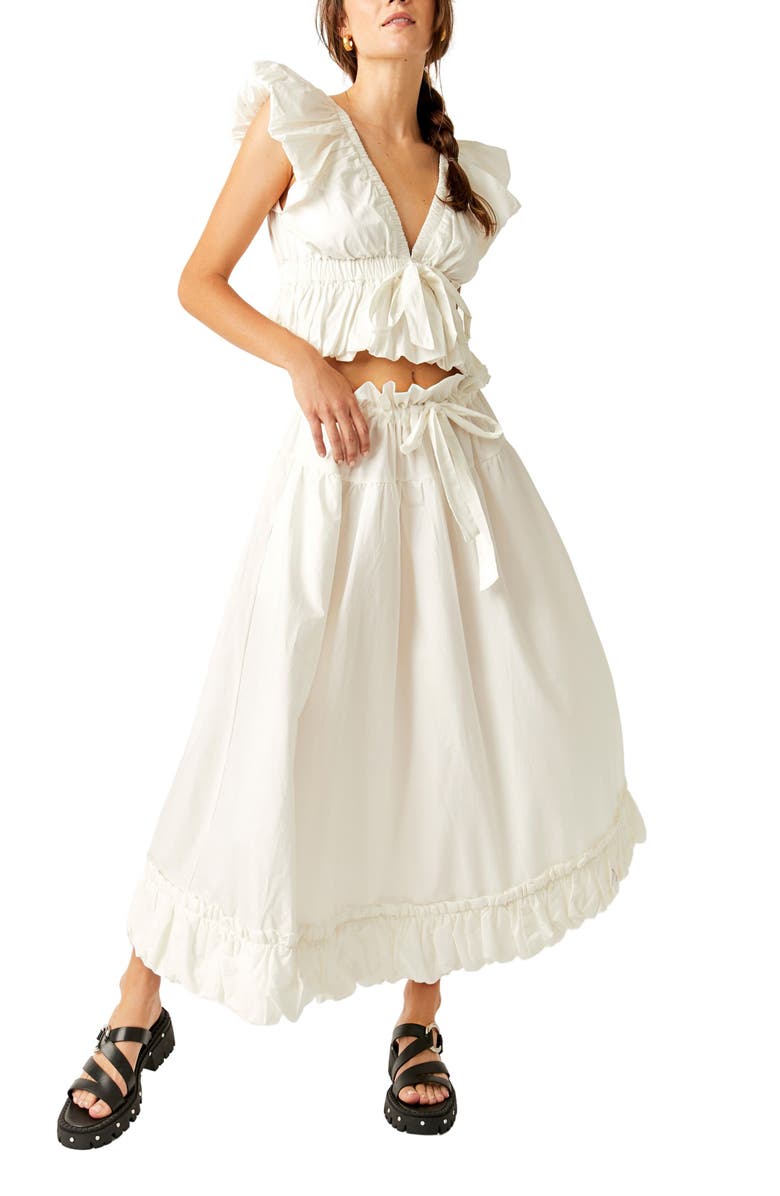 Free People Favorite Part Tie Waist Tiered Poplin Maxi Skirt, Alternate, color, 