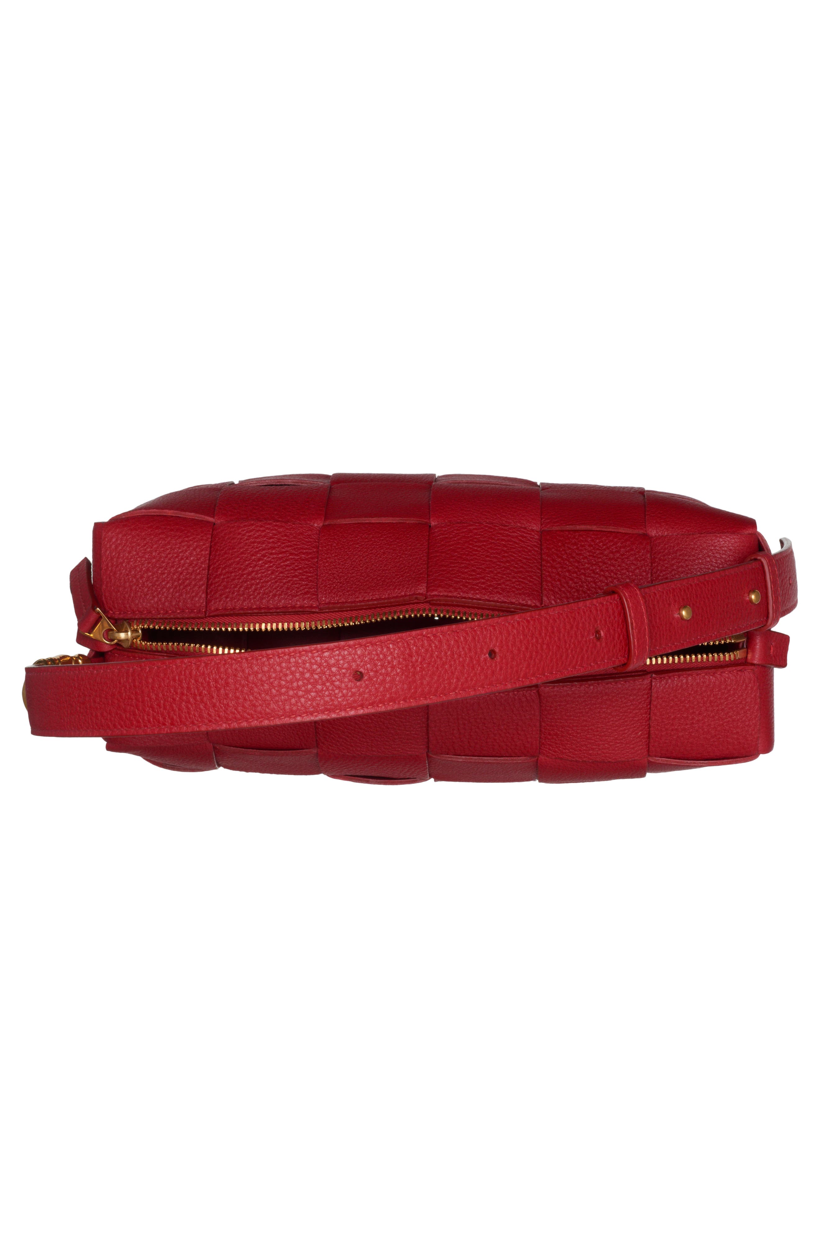 Cassette Intrecciato Leather Shoulder Bag, Alternate, color, APPLE CANDY-GOLD