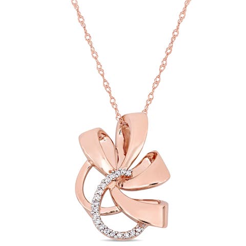 Diamond Swirl Necklace 10k Rose Gold