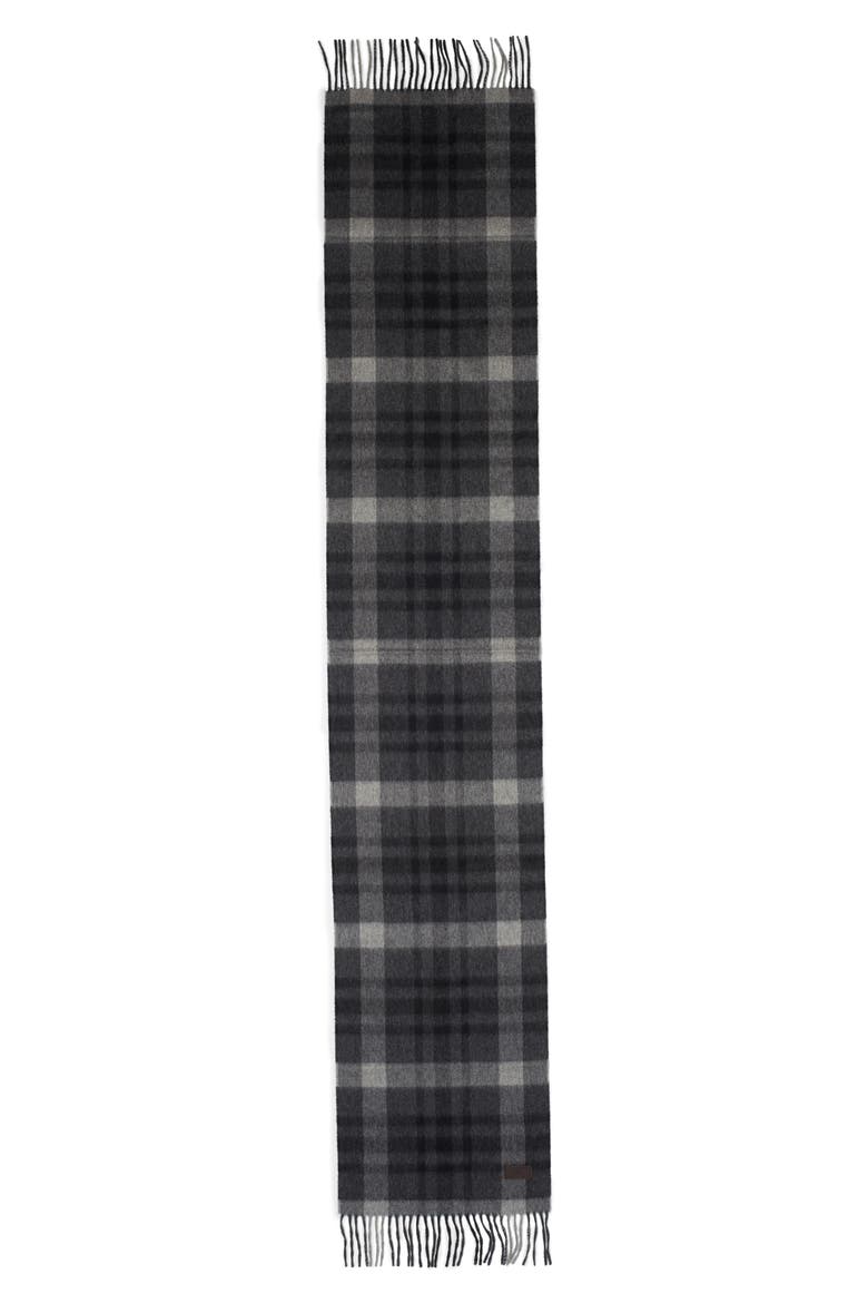 Cashmere Plaid Scarf, Alternate, color, BLACK