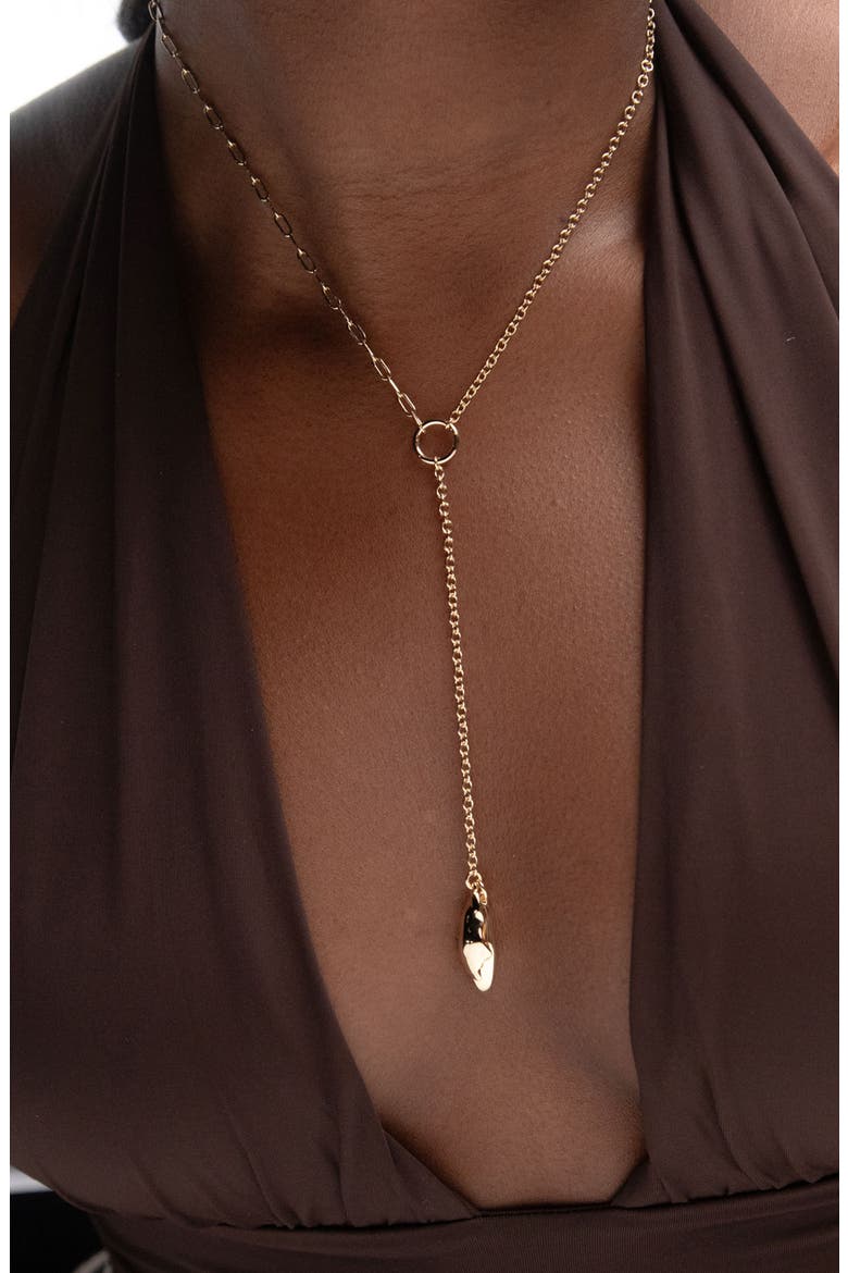 Lasa Lariat Mix Chain Necklace in Gold, Alternate, color, Gold