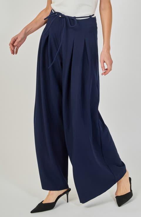 Pleated High Waist Wide Leg Pants