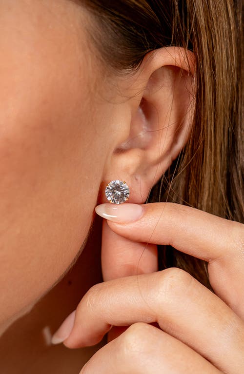 Sterling Forever Cz Stud Earrings In Gold