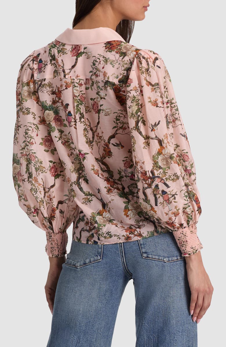Alice + Olivia Charis Cotton & Silk Shirt, Alternate, color, Sunset Grove English Rose