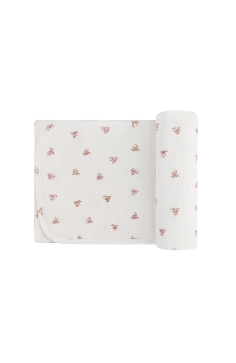 Ely's & Co. Velour Leaf Pattern Collection - Blanket, Main, color, Ivory/Girl