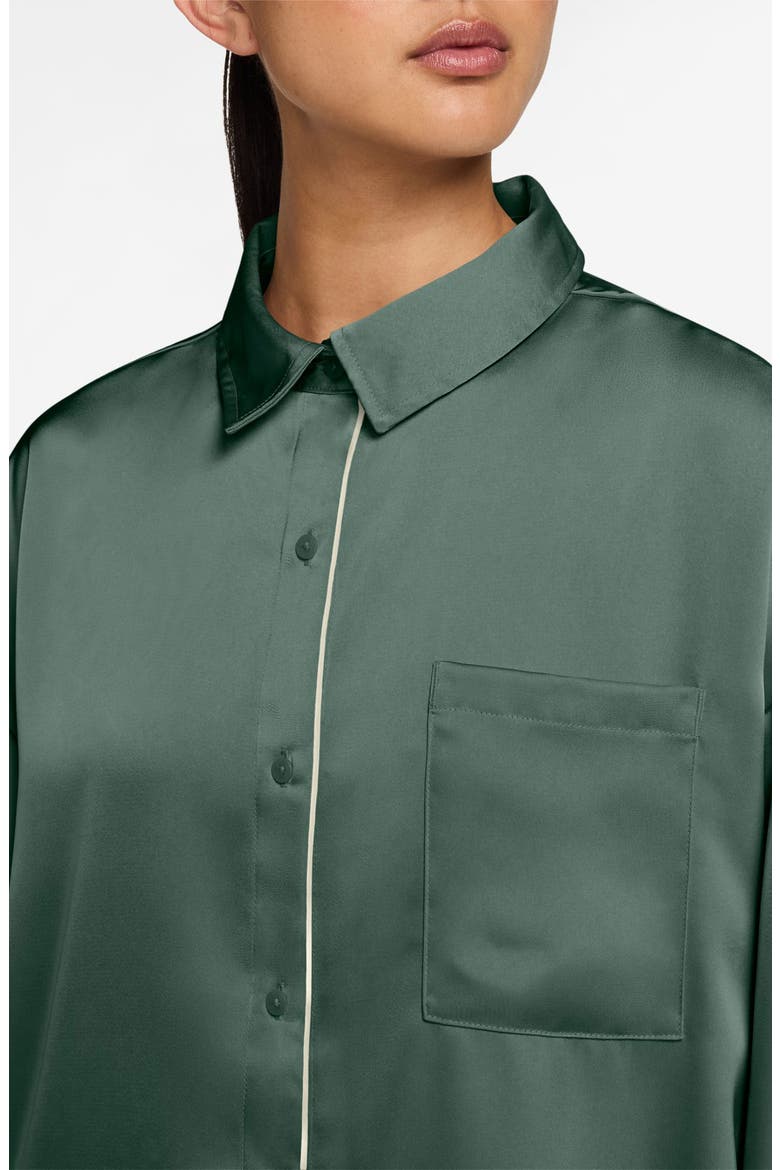 Oversize Satin Button-Up Top, Alternate, color, FIR/ SAIL