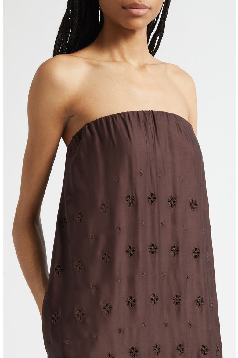 Dalia Eyelet Strapless Maxi Dress, Alternate, color, GANACHE