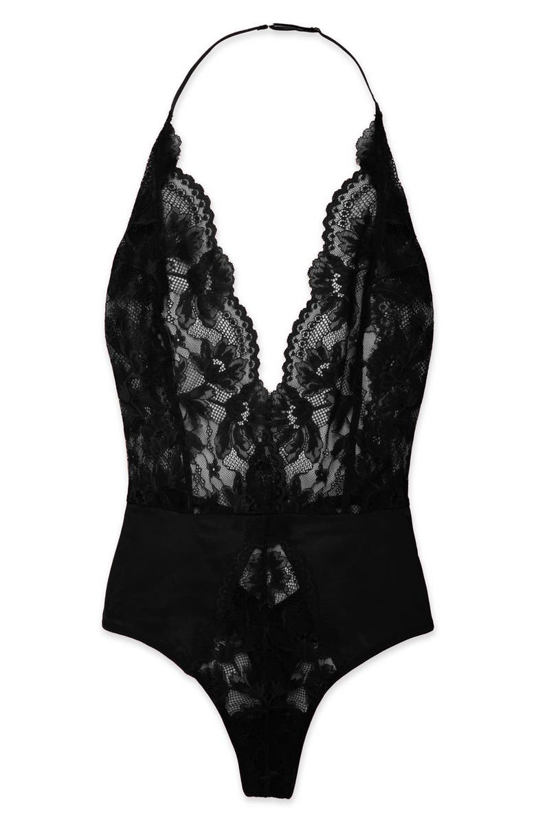 Natori Fleur Lace Teddy, Alternate, color, Black