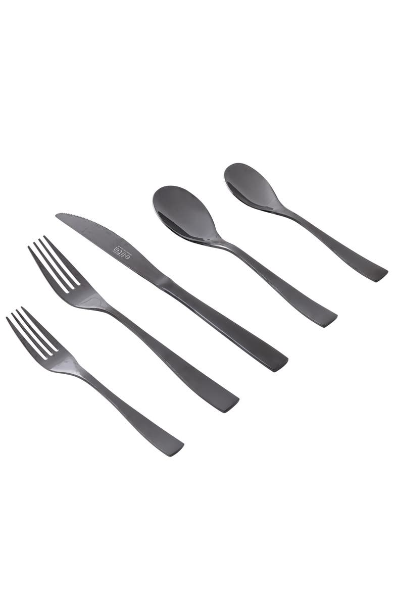Gibson Elite Holland Road 20 Piece Black Stainless Steel Flatware Set, Alternate, color, Black
