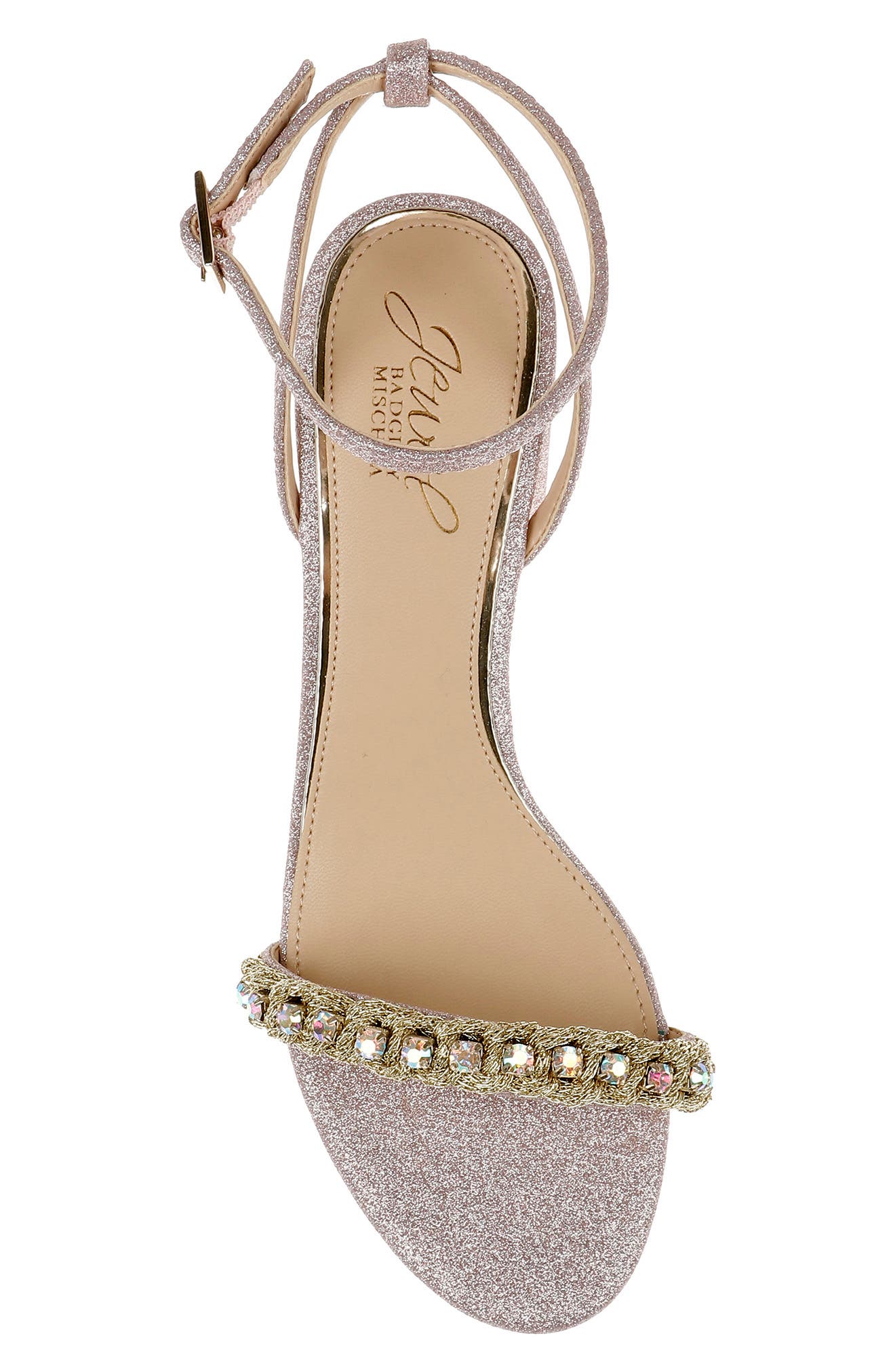 Jewel Badgley Mischka Odonna Embellished Ankle Strap Sandal, Alternate, color, Pale Pink