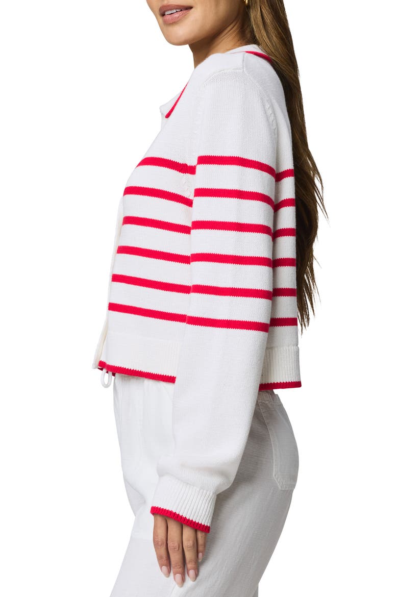 Nicolette Stripe Cardigan, Alternate, color, WHITE/ ROUGE