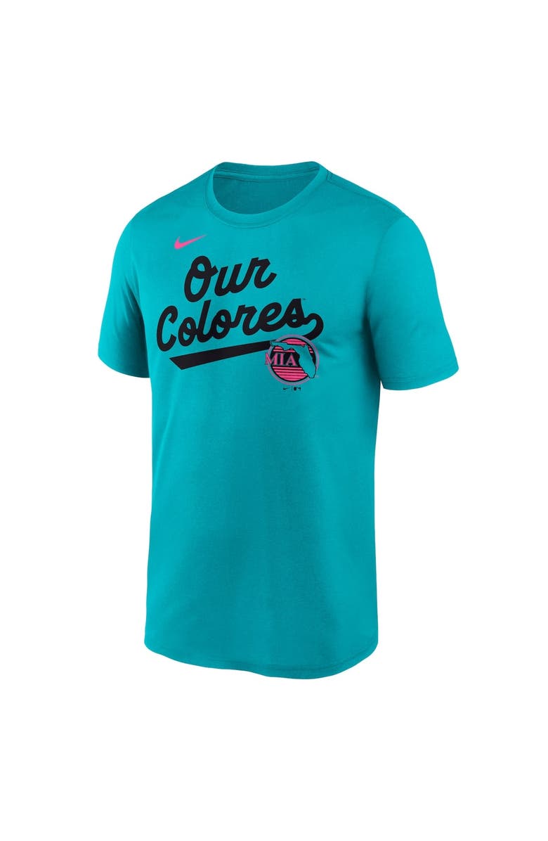 Nike Men's Nike Teal Miami Marlins 2025 City Connect Team Phrase Script Legend Performance T-Shirt, Alternate, color, Teal
