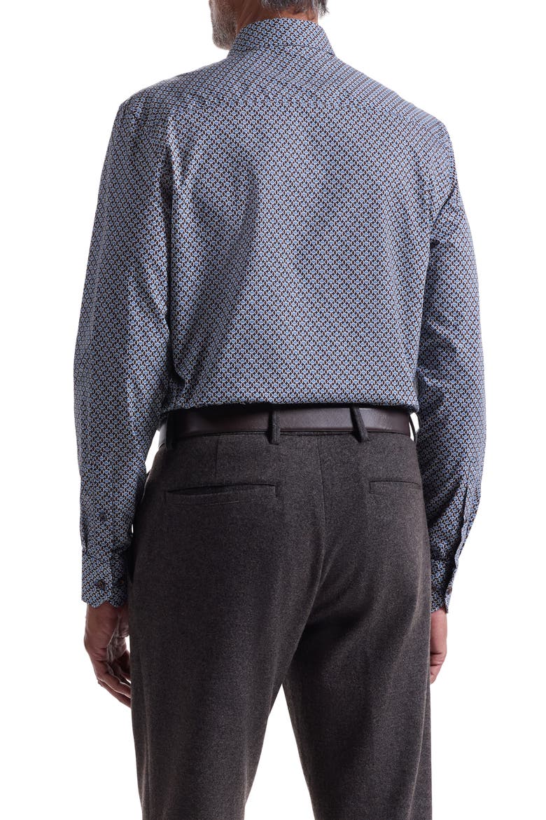 Julian Shaped Fit Neat Cotton Button-Up Shirt, Alternate, color, TRUFFLE