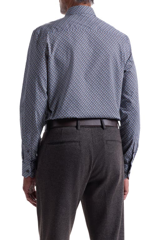 Bugatchi Julian Shaped Fit Neat Cotton Button-up Shirt In Brown