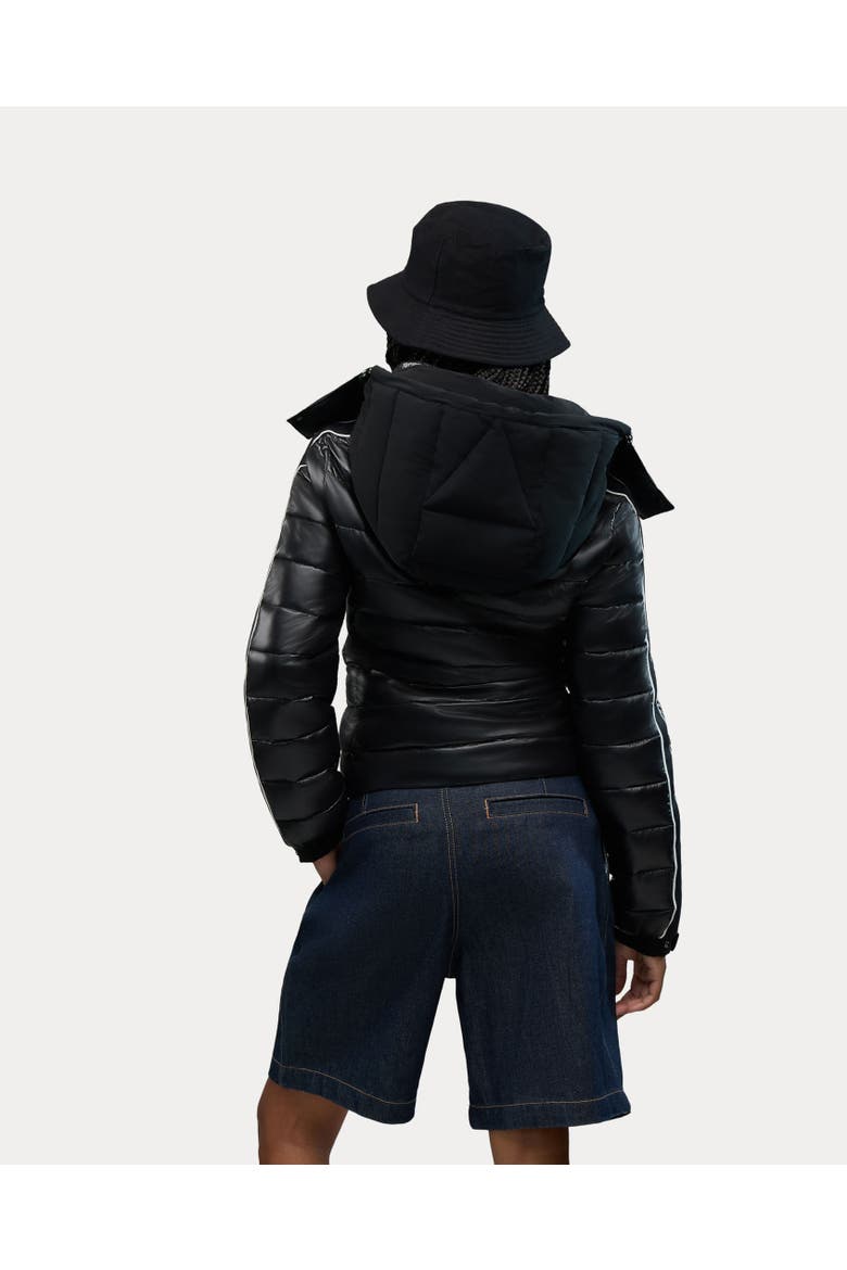 Rousset Lightweight Cinched Puffer Jacket with Contrast Detailing, Alternate, color, Black