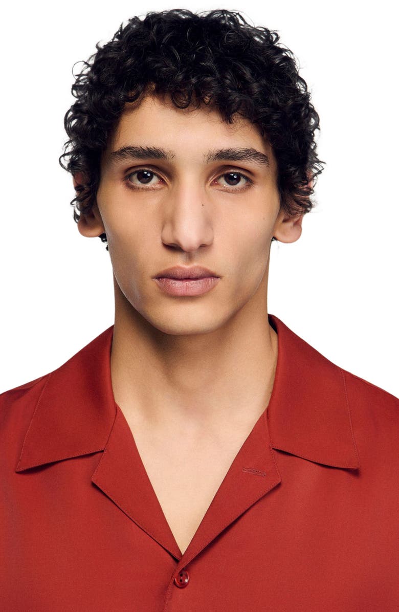 SANDRO Loose-fit shark collar shirt, Alternate, color, Terracotta