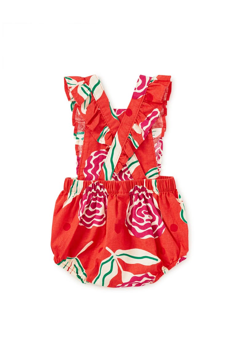Ruffle Bubble Baby Romper, Alternate, color, Flamenco Carnation