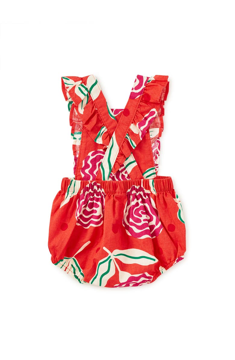Tea Collection Ruffle Bubble Baby Romper, Alternate, color, Flamenco Carnation