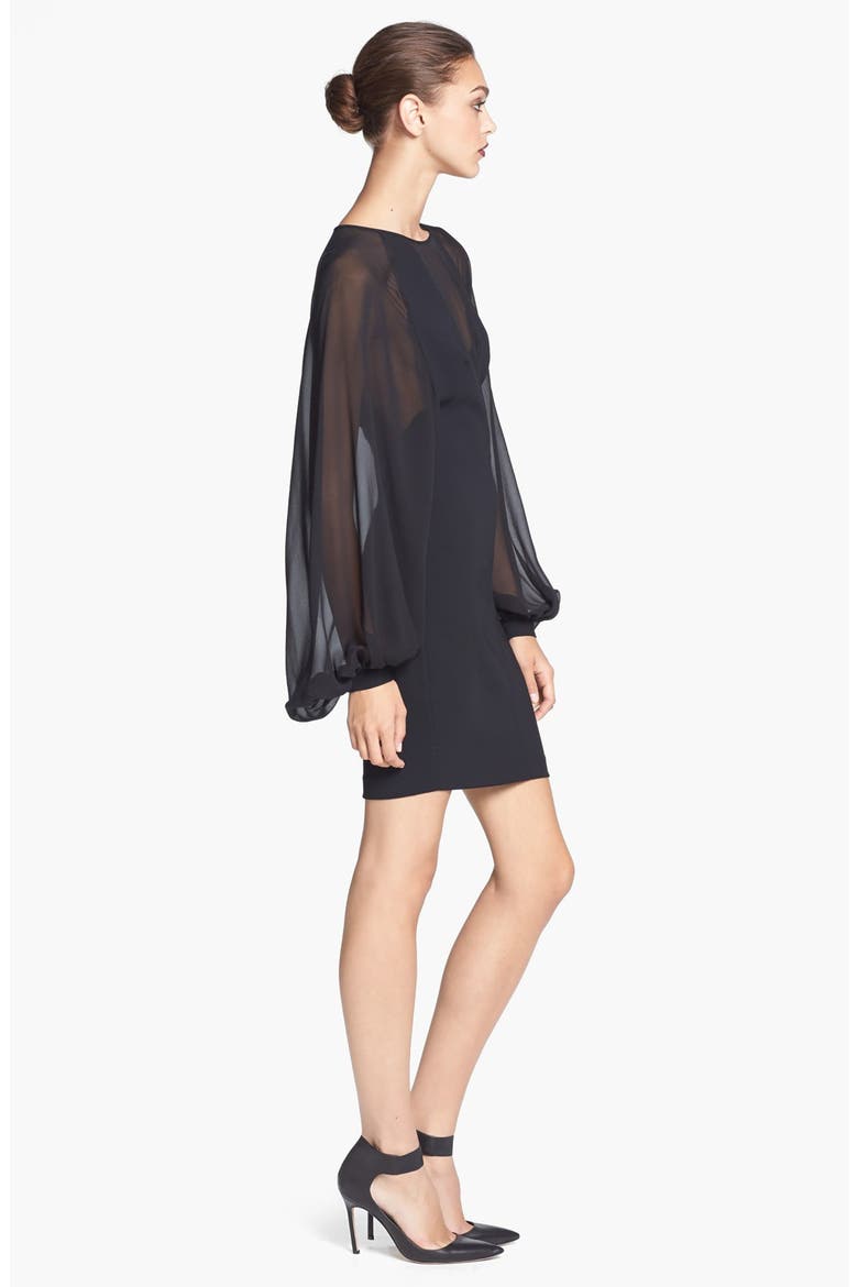 Techno Crepe Illusion Dress, Alternate, color, BLACK