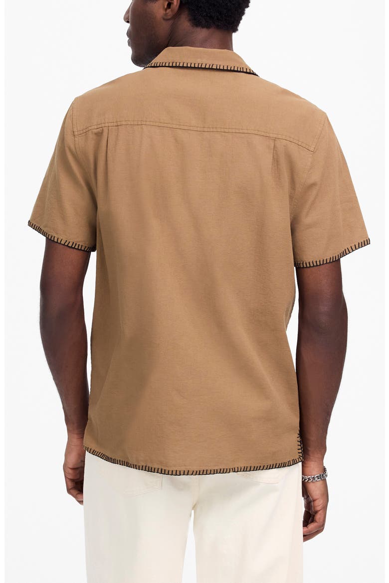 Textured Gauze Easy Short Sleeve Button-Up Shirt, Alternate, color, FADED BIRCH