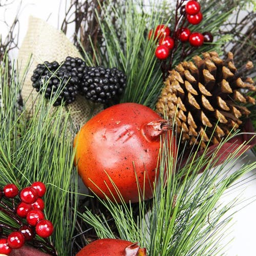 Northlight 6' X 10" Fall Harvest Mixed Berry, Leaves And Pomegranate Garland In Multi