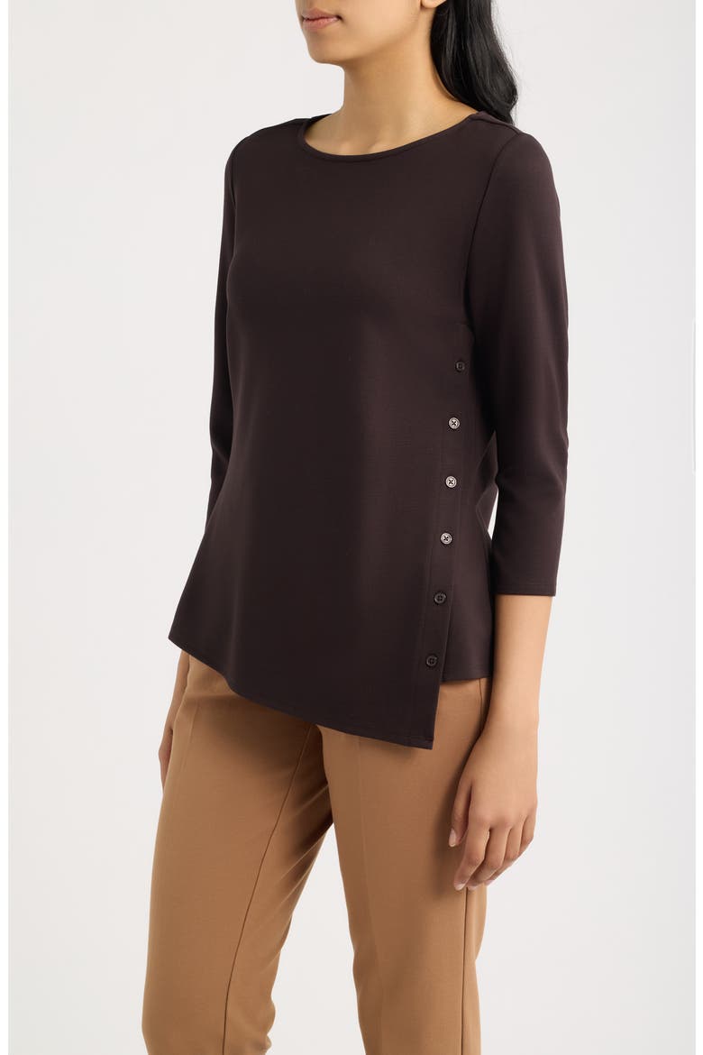 Asymmetric Button Hem Top, Alternate, color, DEEP MAHOGANY