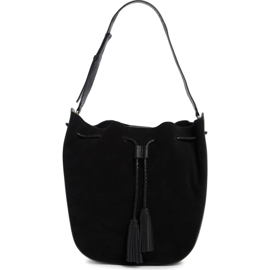 Rebecca Minkoff Lulu Suede Crossbody Bag In Black