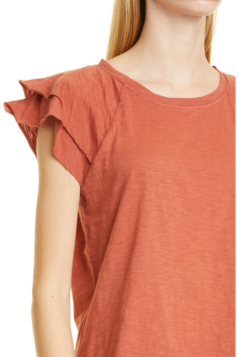 Linnea Ruffle Sleeve T-Shirt, Alternate, color, MUTED CLAY