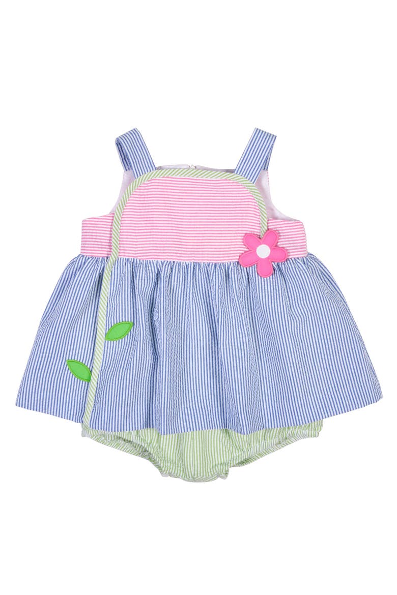 Seersucker Romper With Flower, Main, color, Multi