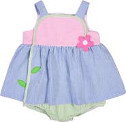 Florence Eiseman Seersucker Romper With Flower