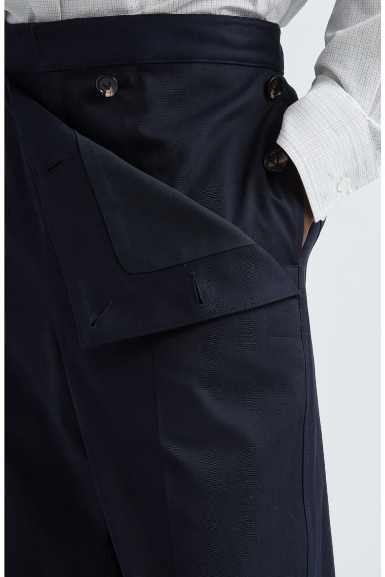Folded Front Detail Cotton Twill Trousers, Alternate, color, MIDNIGHT BLUE