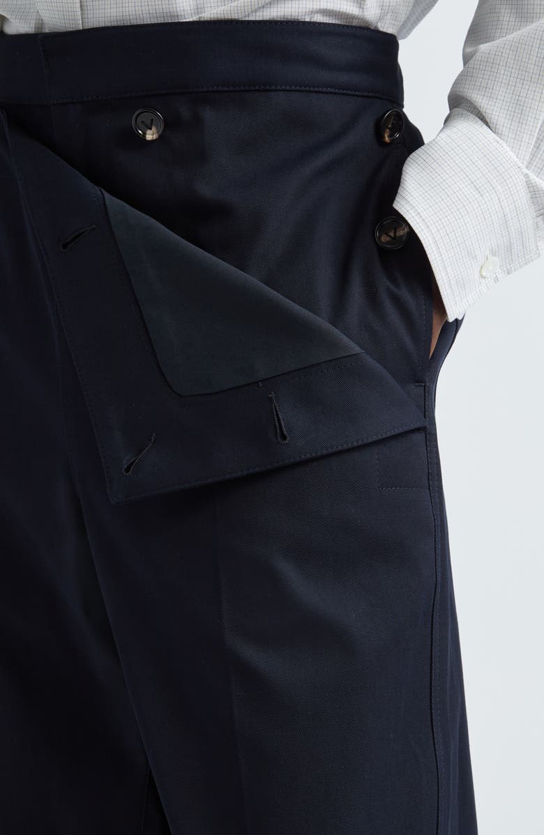 Bottega Veneta Folded Front Detail Cotton Twill Trousers, Alternate, color, 